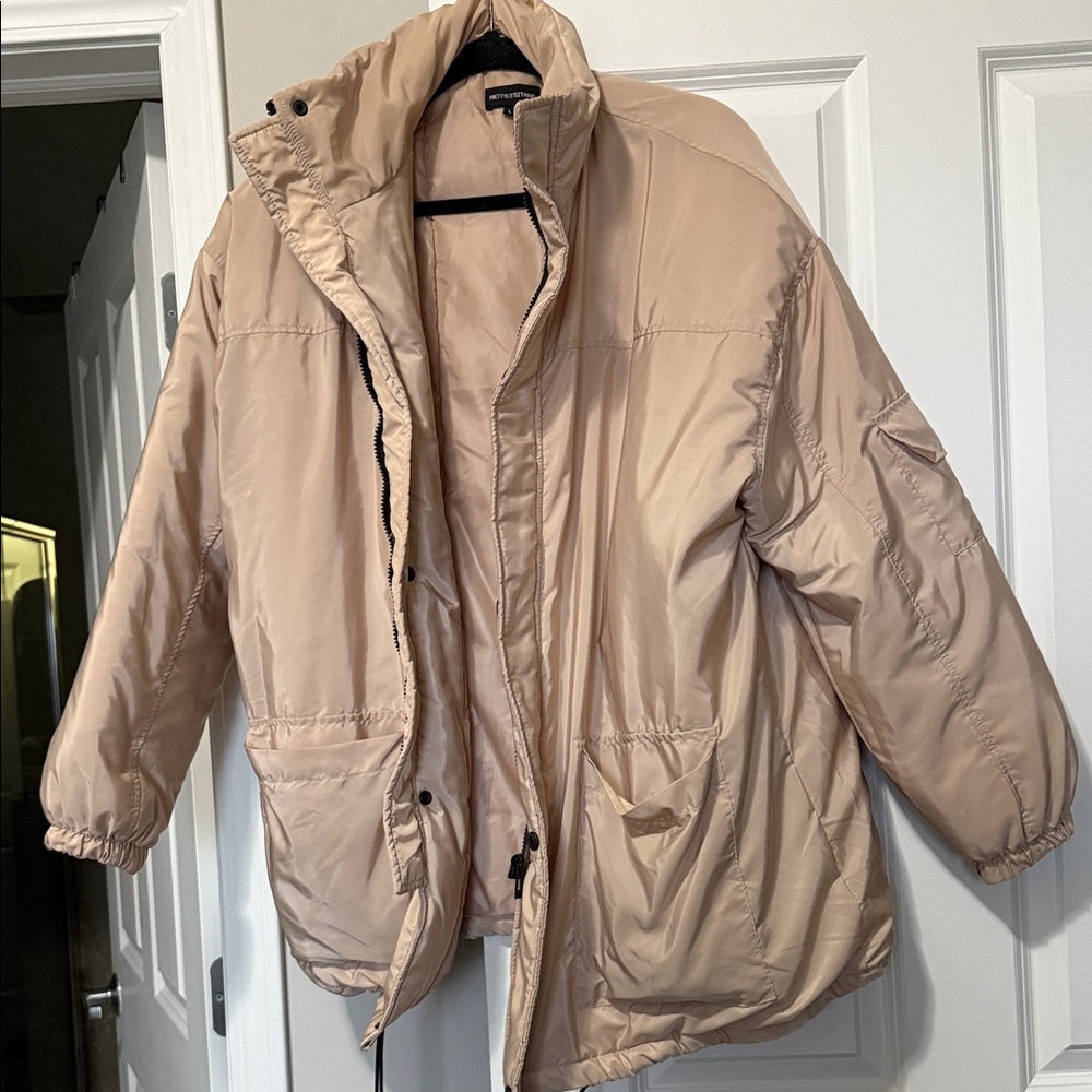 PrettyLittleThing Light Tan Puffer Jacket